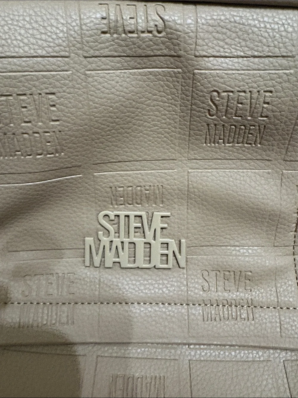Steve Madden Tan Embossed Logo Backpack